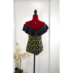 Mrs. Spicy Women's Sexy Cute design One-piece Black Pineapple Swimwear XL 1089